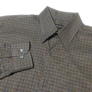 Riscatto  Italy Medium Print Gray Italian Long Sleeve 100% Cotton Gray Tan Print